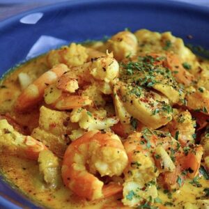 Crevettes au curry lait de coco 