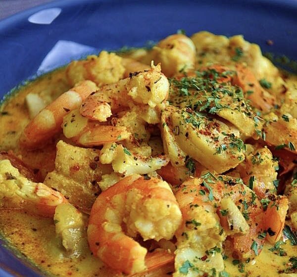 crevettes curry lait de coco+riz