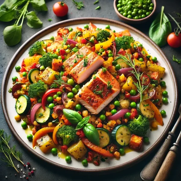 Hachis de Legumes avec Poulet ou Poisson Boucane