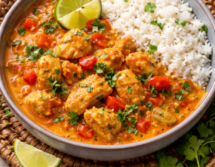 Poulet coco-tomate + riz
